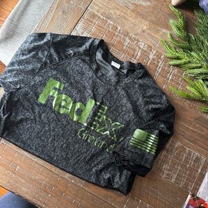 FedEx Women's Black and Green Jersey Top